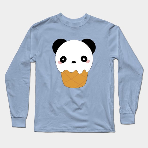 Kawaii Cute Ice Cream Panda T-Shirt Long Sleeve T-Shirt by happinessinatee